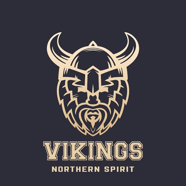 Vikings-logo bebaarde krijger in gehoornde helm