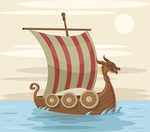 Vikingschip. illustratie