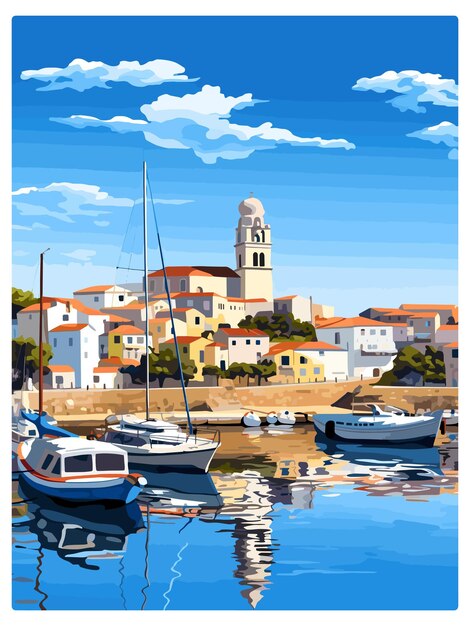 Vector vila real de santo antonio portugal vintage travel poster souvenir postcard portrait painting wpa