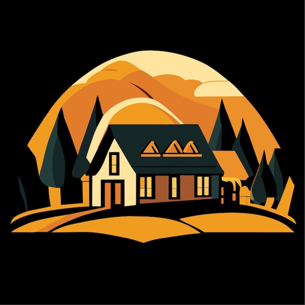 Vettore logo village cottage o logo farm house o logo agenzia immobiliare
