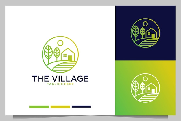 The village green line art style logo design