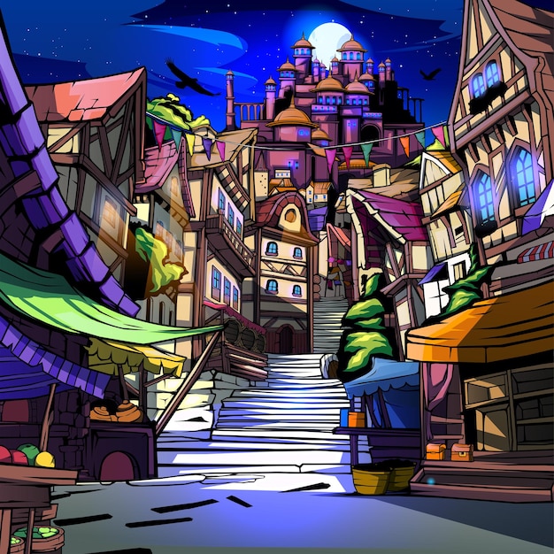 Vector village in the kingdom