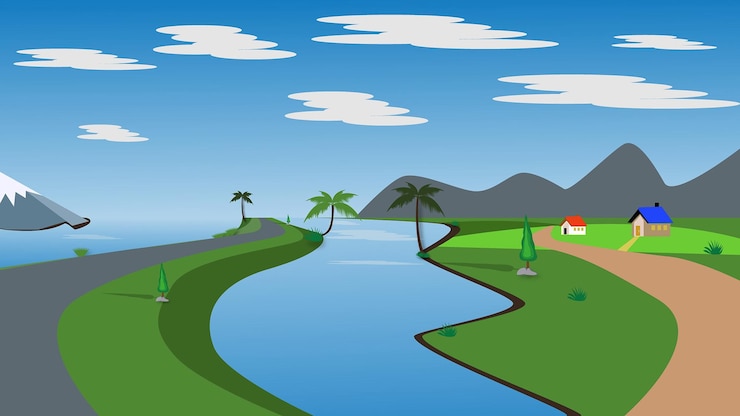 वेक्टर village landscape design
