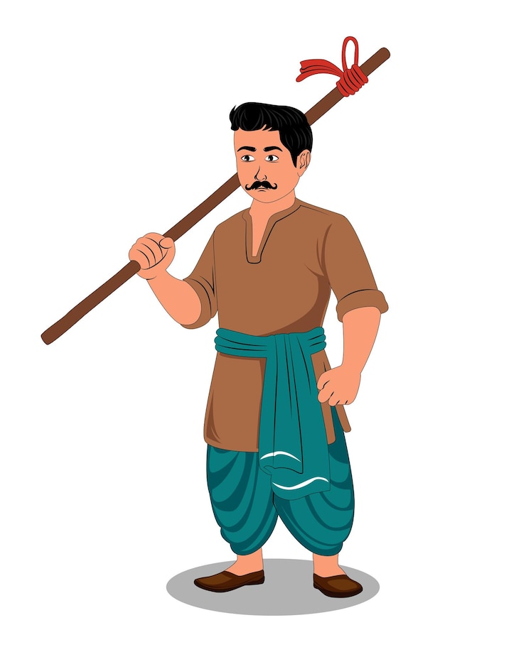 वेक्टर एनिमेशन स्टोरीज के लिए एक गाँव के आदमी का कार्टून कैरेक्टर डिज़ाइन