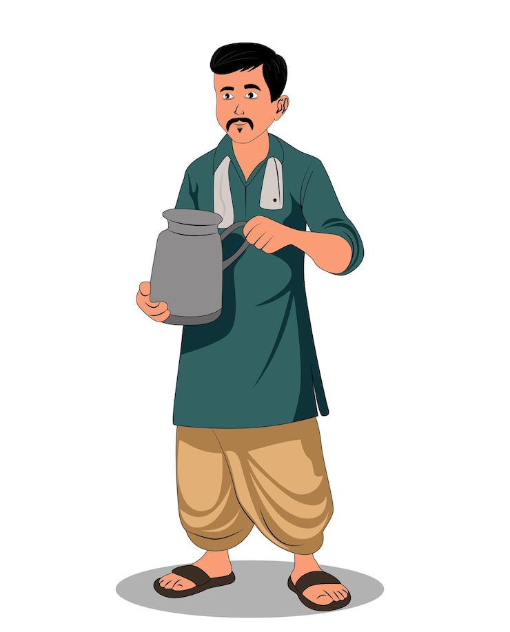 वेक्टर एक गाँव के आदमी का कार्टून कैरेक्टर डिज़ाइन