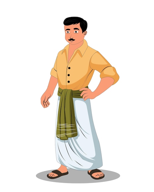 a village poor man cartoon character design