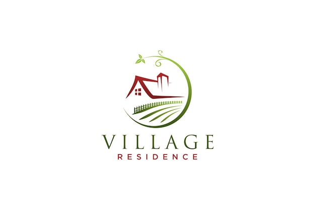 Village residence house logo farm field farmland hill nature plant family barn