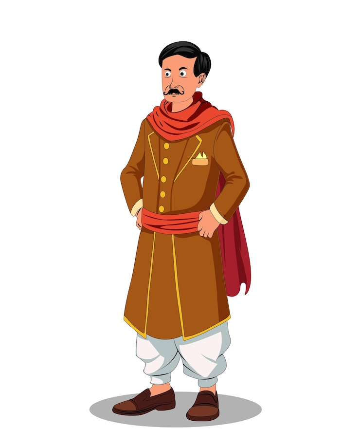 वेक्टर a village rich man cartoon character design for animation stories