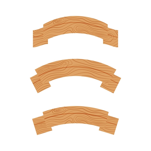 Village signboards and pointers wooden empty ribbons vector design template.