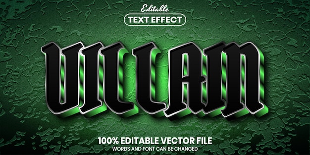 Vector villain text, font style editable text effect