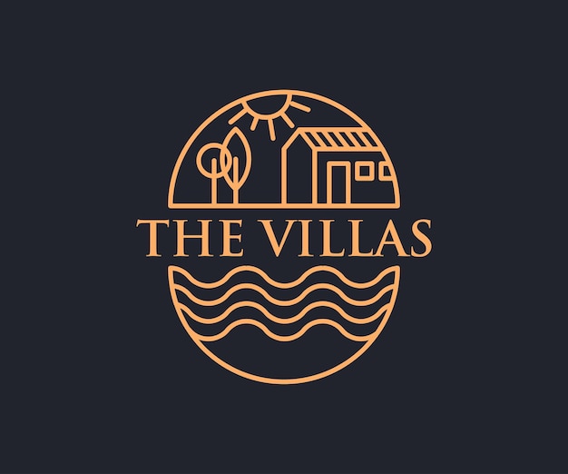 Vector the villas logo design line art logo