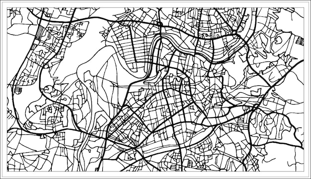 Vilnius lithuania map in black and white color. vector illustration. outline map.