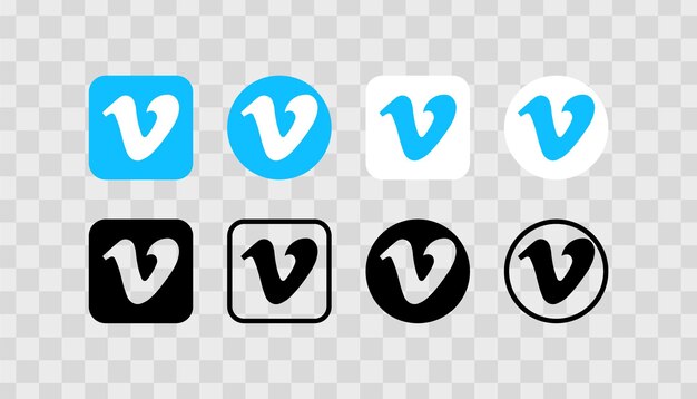 ベクトル vimeoのロゴアイコン ソーシャルメディアのロゴセット vimeoのソーシャルネットワークセット 透明な背景 ソーシャルメディア編集 vimeoの孤立したアイコン ベクターアイコン