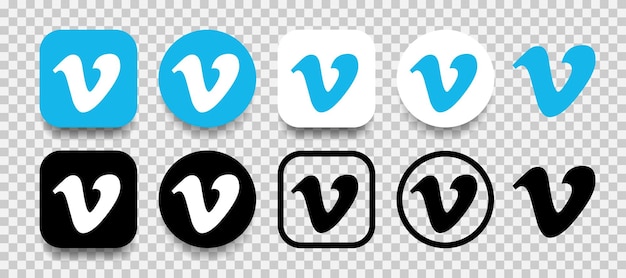 Vector vimeo-logo set social media vimeo-pictogrammen op een transparante achtergrond