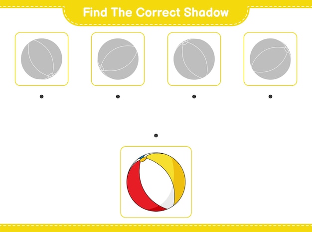 Vind de juiste schaduw zoek en match de juiste schaduw van beach ball educatief kinderspel