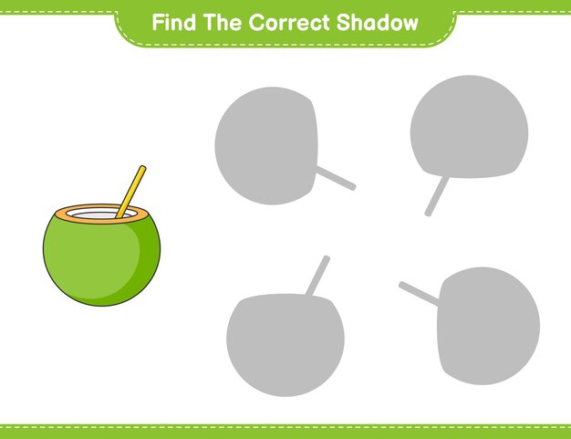 Vind de juiste schaduw zoek en match de juiste schaduw van coconut educatief kinderspel