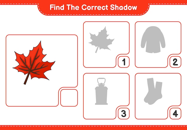 Vind de juiste schaduw Zoek en match de juiste schaduw van Maple Leaf Educatief kinderspel