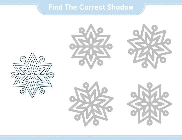 Vind de juiste schaduw Zoek en match de juiste schaduw van Snowflake Educatief kinderspel