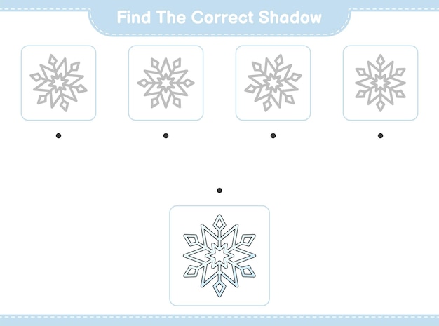 Vind de juiste schaduw Zoek en match de juiste schaduw van Snowflake Educatief kinderspel