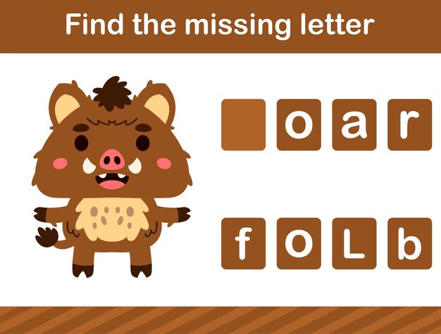 Vind de ontbrekende letter van animal.suitable for preschool.Educatieve pagina voor kinderen