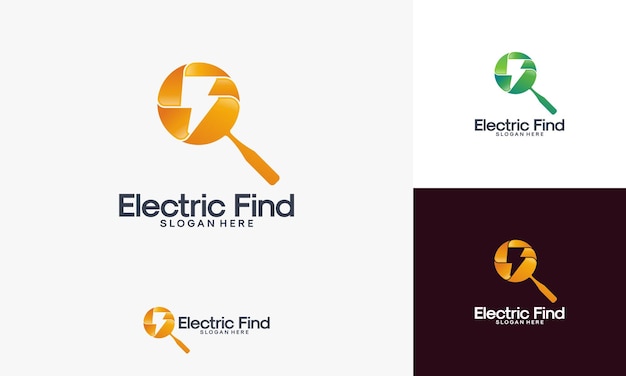 Vind elektriciteit logo ontwerpen vector elektriciteit finder logo sjabloon