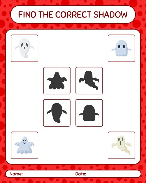 Vind het juiste schaduwspel met het halloween-pictogram. werkblad voor kleuters, activiteitenblad voor kinderen