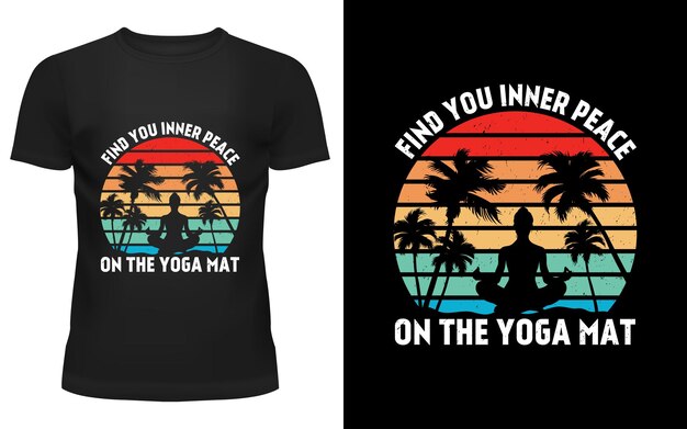 Vind je innerlijke rust op de yogamat Vintage zonsondergang t-shirtontwerp