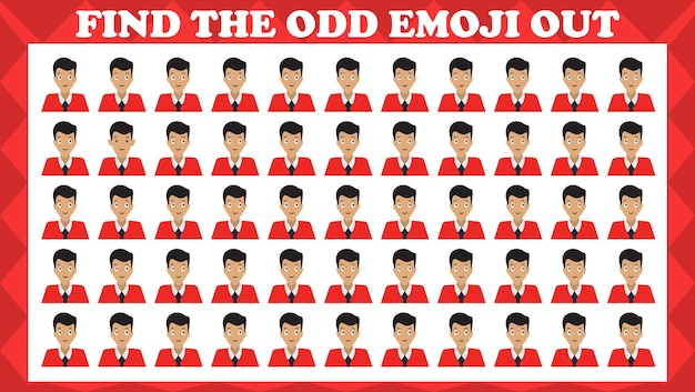 Vind The Odd Emoji Out, Logic Puzzle Game. Activiteitenspel voor kinderen.