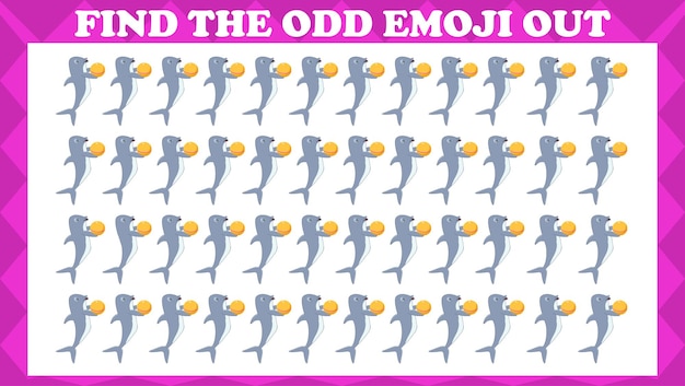 Vind The Odd Emoji Out, Visual Logic Puzzle Game. Activiteitenspel voor kinderen.