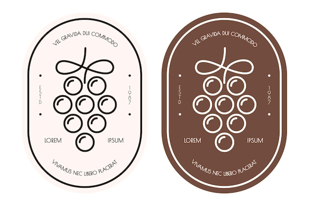 Etichetta della bottiglia di vite stile linea moderna dell'uva