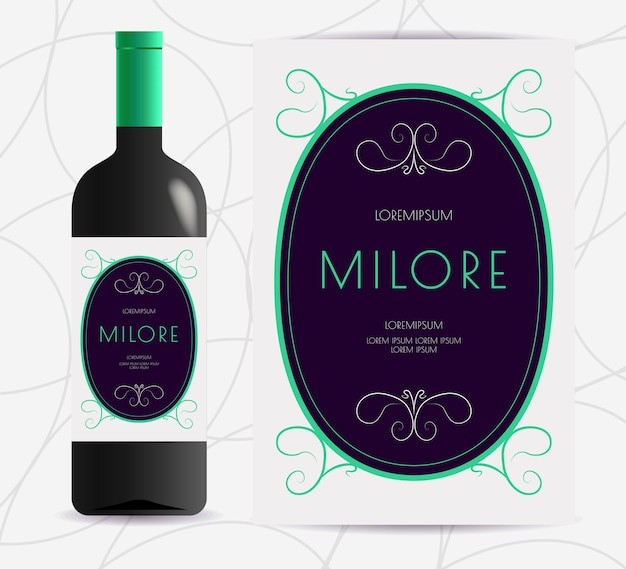 Vector vine bottle label retro modern style