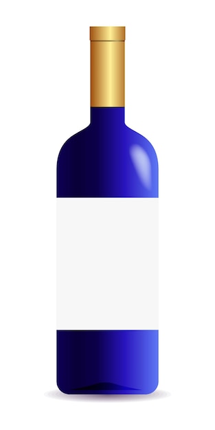 Vine bottle mock up template cyan color