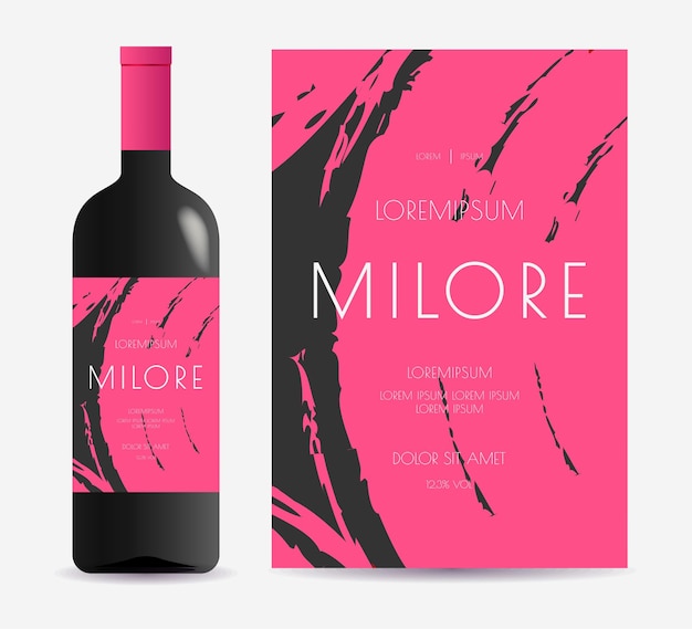 Vine label zwarte textuur achtergrond fles mock up