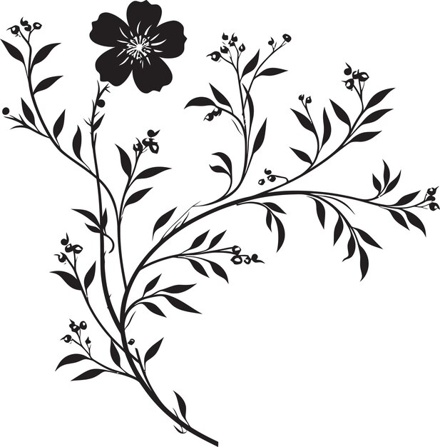 Vector vineyard flourish black vector icon wine and petals monochrome logo