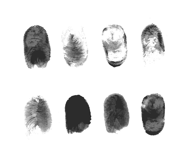 Vingerafdruk scan pictogrammen instellen. vingerafdrukscan biedt beveiligde toegang met biometrische identificatie. zakelijke webtechnologie, veiligheidsconcept. hand getekende vectorillustratie