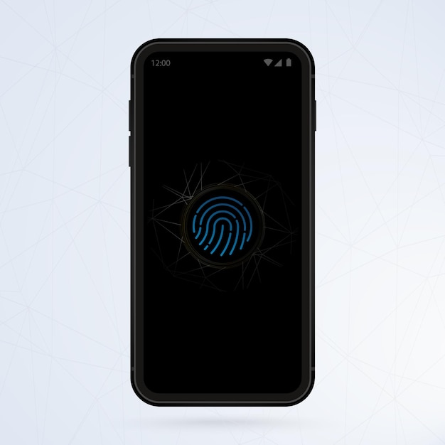 Vector vingerafdrukidentificatie op smartphone vingerafdruk op scherm