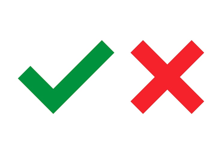 Vector vink en kruis pictogram geïsoleerd op witte achtergrond vector illustratie