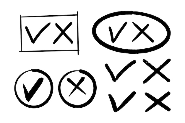 Vink en kruistekens Vinkje OK en X-pictogrammen