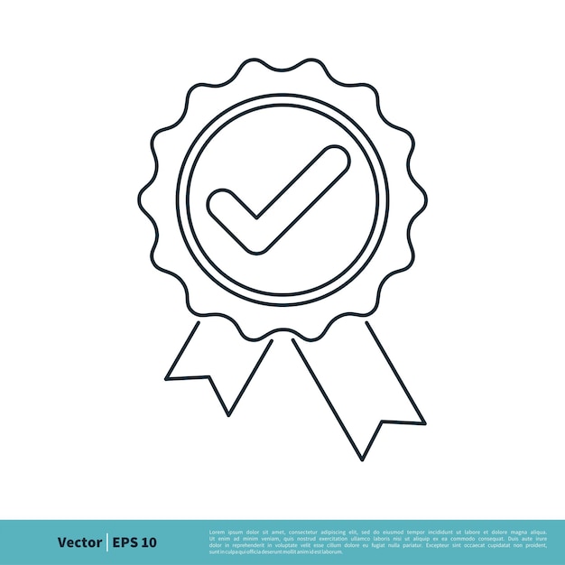 Vinkje Award Stamp Line Art Icon Vector Logo Template Illustratie Ontwerp Vector EPS 10