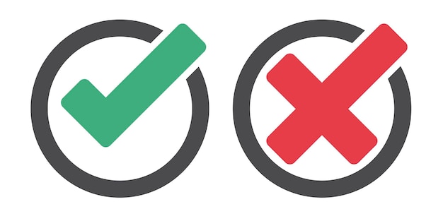 Vinkje en kruis pictogrammen Vector xA