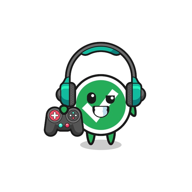 Vinkje gamer-mascotte met een schattig ontwerp van de gamecontroller