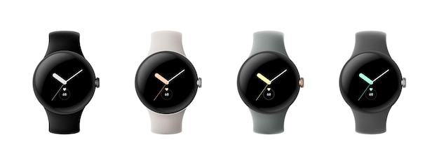 Vinnitsia 우크라이나 2022년 10월 17일 Google Pixel Watch Google Pixel Watch 벡터 그림 Google 로고가 있는 라운드 스마트 시계