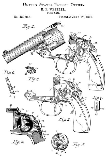 Vector vintage 1890 fire arm patent