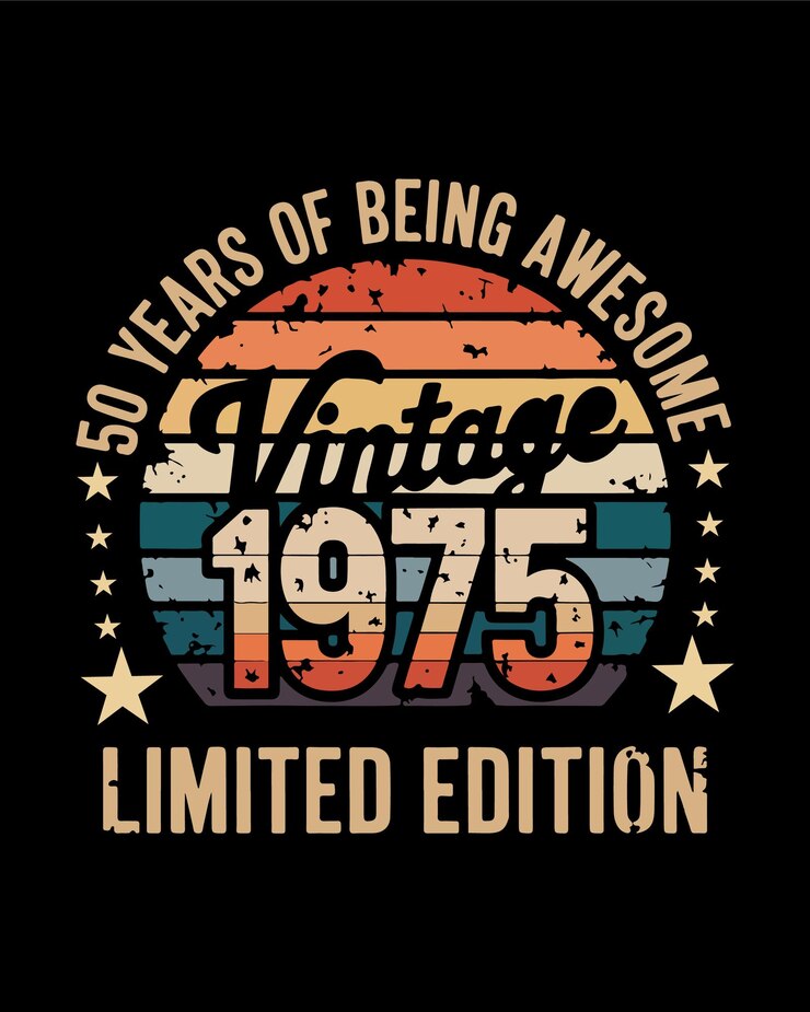 Vintage 1975 50 Years of Awesome Tshirt design