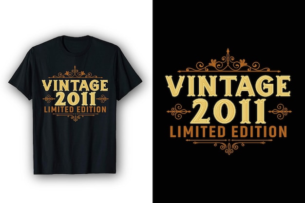 Vector vintage 2011 limited edition,2011 vintage retro birthday t-shirt