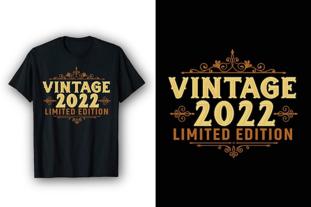 Vintage 2022 Limited Edition, Винтажная ретро-футболка 2022 года на день рождения