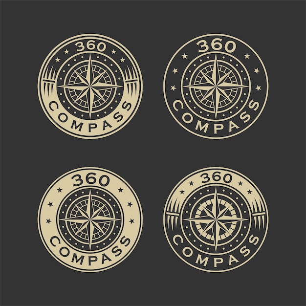 Vintage 360 compass logo ontwerp