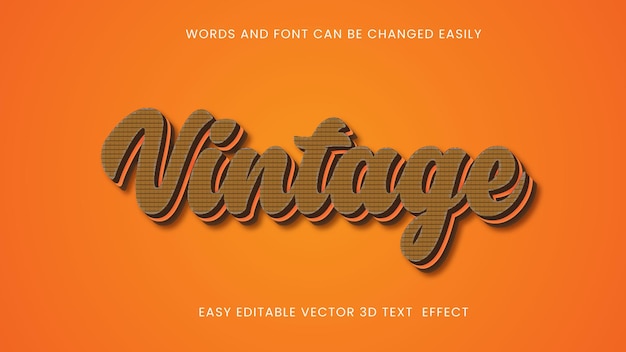 Vintage 3d editable text effect design