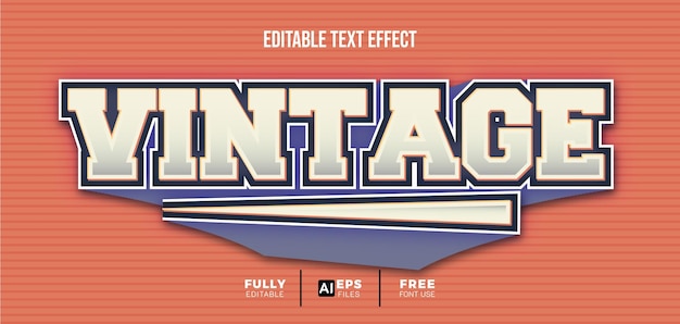 Vector vintage 3d editable text effect