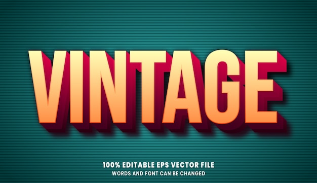 Vintage 3d editable text style effect